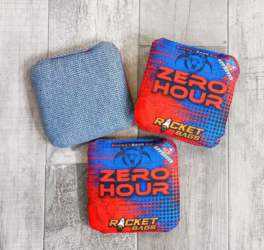 Red Zero Hour ACO Stamped Carpet Cornhole Bags