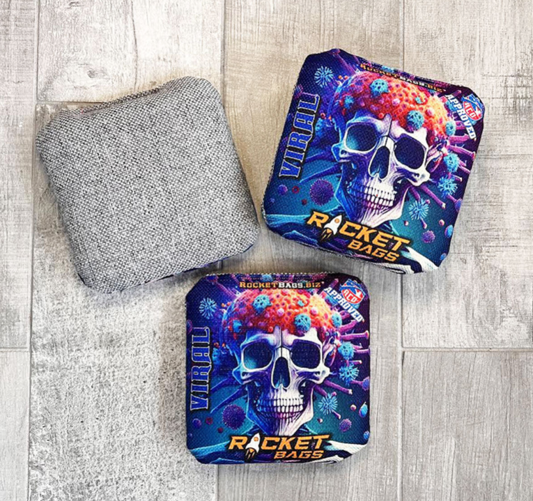 Viral Skull 2 - Carpet Cornhole Bags ACO Approved