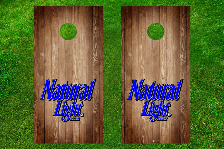 Natural Light Beer Wood Blue Logo Cornhole Board Decals