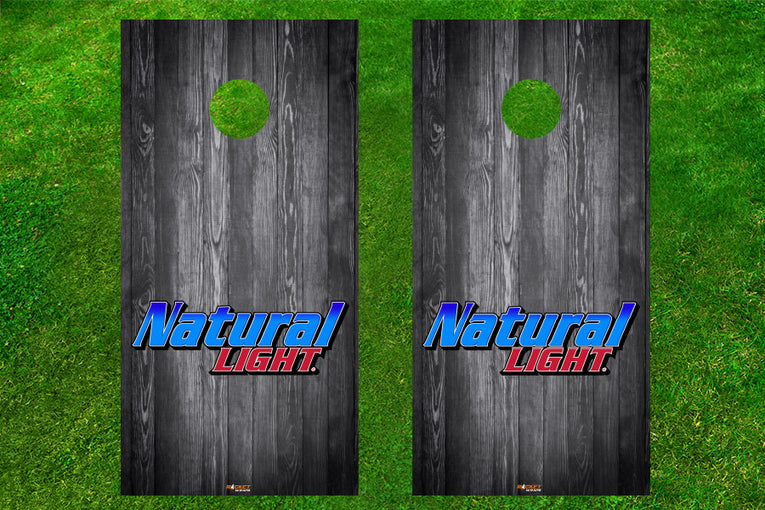 Natural Light Beer DarkWood Fade Logo Cornhole Board Decals