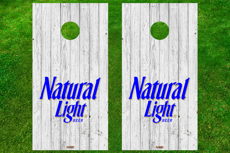 Natural Light Beer White Wood Logo Cornhole Board Decals